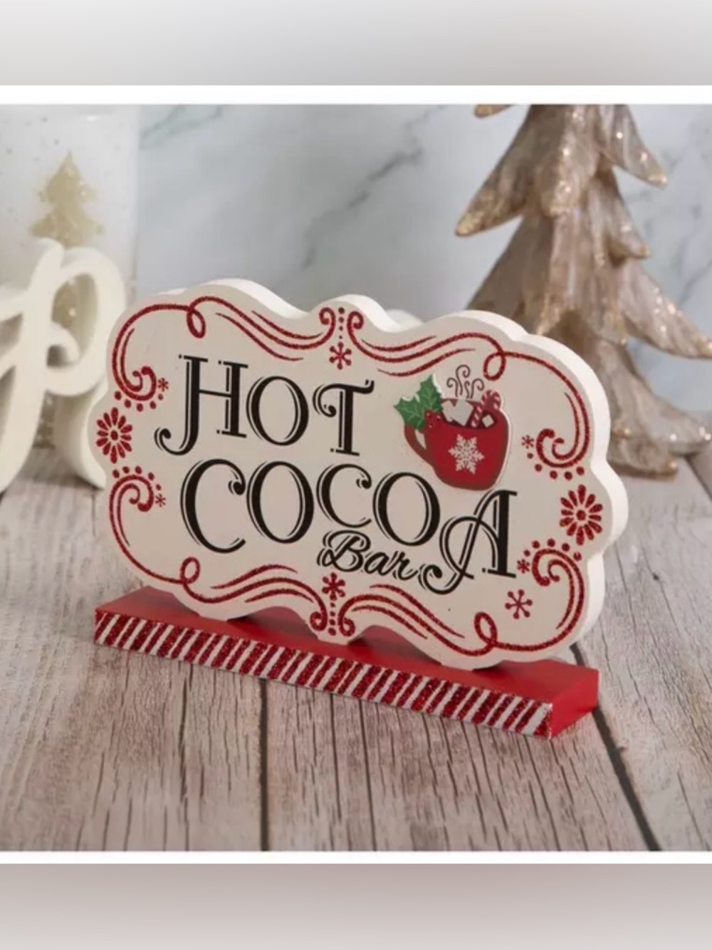 Hot Cocoa Bar Glittery Wood Decor